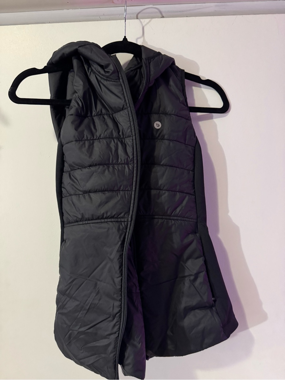 Women’s Quilted Hooded Running Vest Jacket - Black
